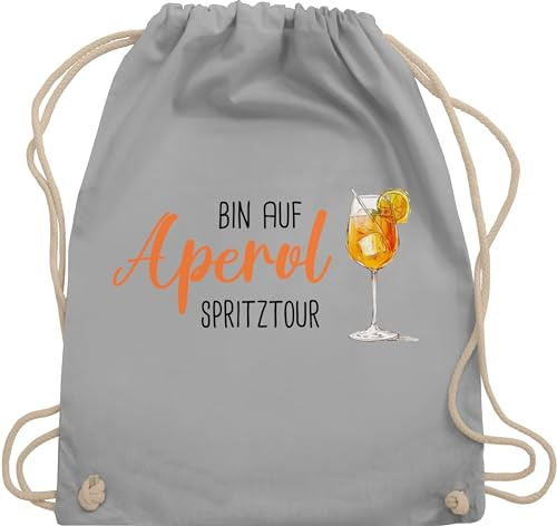 Turnbeutel Rucksack - Karneval & Fasching - Taschen - Bin auf Aperol Spritztour I JGA I Mädelsabend I Spritz Tour - Unisize - Hellgrau - malle beutel karnevalsbeutel faschings glas stoffrucksack