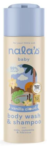 Nala's Baby Body Wash & Shampoo Vanilla Cloud | Allergen-Free Sweet Vanilla Fragrance | 99% Natural | Dermatologically-tested and Paediatrician-approved | Tear-Free | Vegan | 200ml | Nalas Baby