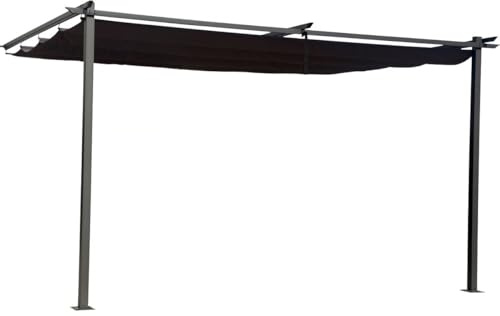 habitat et jardin Anbaupergola mit ausziehbarem Dach - 3 x 4 m - Anthrazitgrau