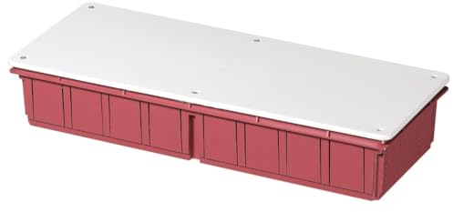 Scatola di derivazione da incasso con coperchio bianco, con paramalta in cartone, 392x152x70mm, per muratura, in tecnopolimero, arancione, serie 350 - Elettrocanali EC350C8P