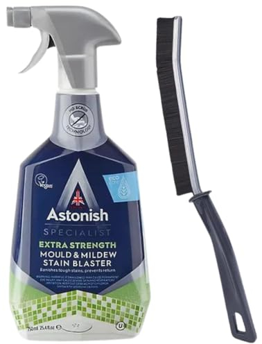 Astonish Specialist Extra Strength Mould & Mildew Stain Blaster Spray, for Fast Mould Removal, 750ml. Paired with Crevice cleaning brush for those hard to reach places.