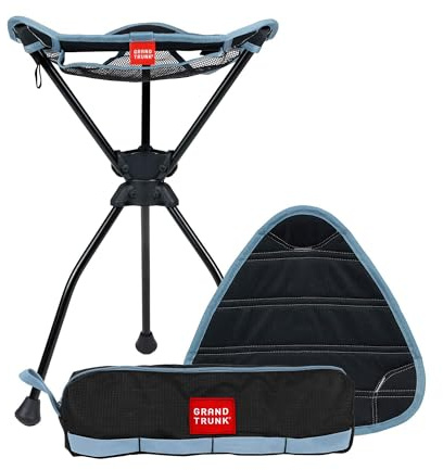 GRAND TRUNK Compass 360 XT Extra Tall Swivel Stool Compact Portable Outdoor Seat with 260 lb Capacity for Camping and Travel Sea Black
