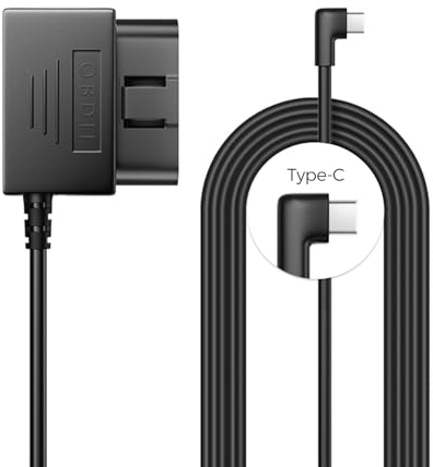 AZDOME Micro USB OBD Hardwire Kit Stromkabel Dash Cam, unterstützt Parkmodus, 11FT 12V-24V bis 5V für Autokamera mit Micro USB Anschluss, Niederspannungsschutz