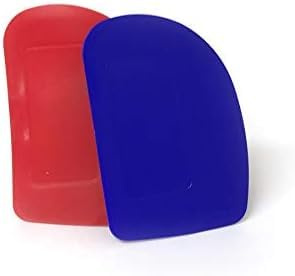 CATERINGBASE LTD Set of 2 Dough Scrapers, Food-Safe Plastic Pastry Bread Dough Cutters, Baking Tools, 105 x 160 mm, Red and Blue