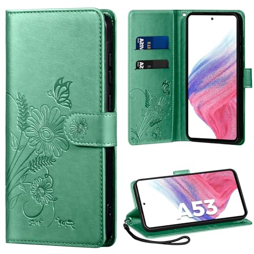 Thorhülle Handyhülle für Samsung Galaxy A53 5G Hülle, für Galaxy A53 5G Hülle PU Lederhülle Tasche Flip Case Kartensteckplätzen Schutzhülle Klapphülle Kompatibel mit Samsung A53 5G Hülle,Grün
