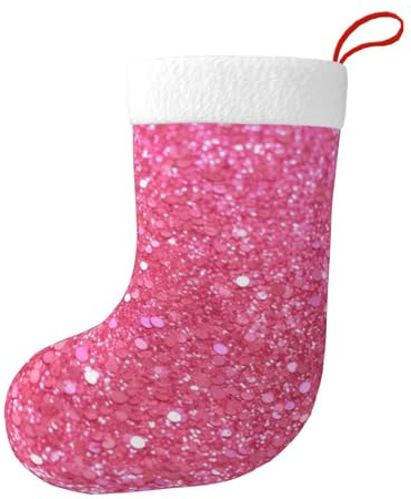 STVYUKL Glitzernde rosa Glitzer-Weihnachtsstrümpfe, superweicher Plüsch, dick, Weihnachtsstrümpfe, 45 cm, Weihnachtsschmuck zum Aufhängen, für Weihnachten, Party, Urlaub, Dekorationen