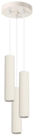 SOLLUX lighting Hängelampe Pendelleuchte Hängeleuchte Deckenlampe Lampe Decke Aluminium 3 Flammig 19,5 x 19,5 x 108 cm Karbon Beige
