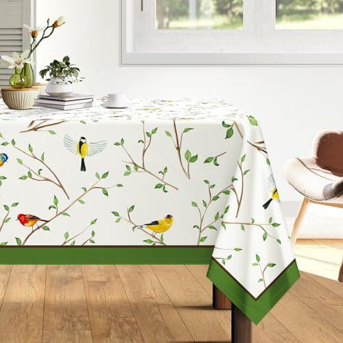 Arquiel Tischdecke Vogel Zweigstelle, Tischdecken Abwaschbar Rechteckige Tischtuch Weinlese Tischdeck für Haus Küche Esszimmer Party Dekoration(152 x 213 cm)