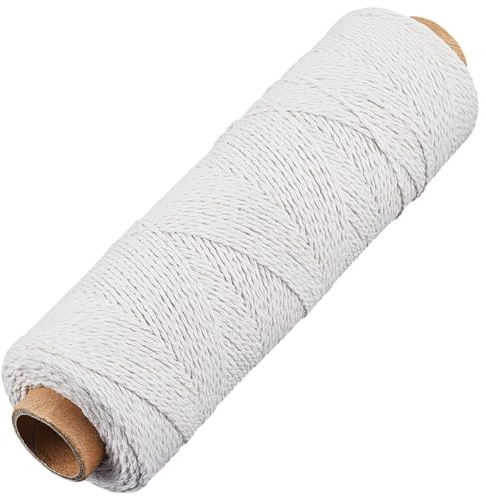 CABODYALS 200M Cotton Cord 1mm Macrame Braid String White Soft 3 Strand Twine Knitted Crochet Rope Replacement Yarn Thread for Jewellery Making Bracelet Knitting Handbag Diy Craft Wall Hanging Decor