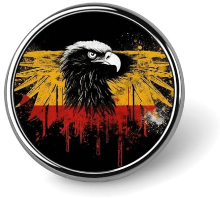 1 Zoll Button Badges Deutschland Flagge Adler Abzeichen Brust Pins Aluminiumlegierung Runde Abzeichen Button Pin Bild Knöpfe Abzeichen Button Brosche für Mantel Rucksack, Circular, Aluminium