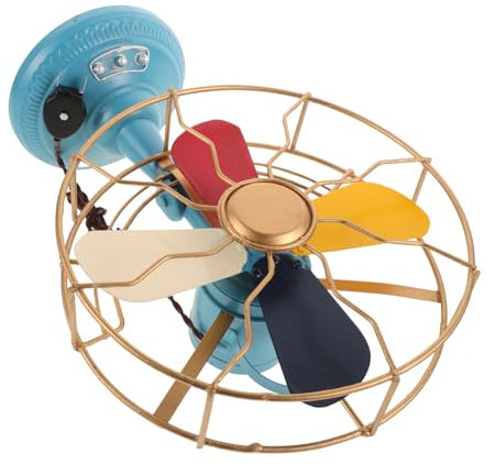 Ciieeo Elegant Retro Fan Model Statue Iron Vintage Fan Ornament for Living Room