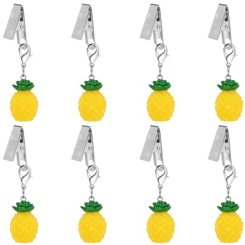 LEGENTLISUR Ananas Tischdeckenbeschwerer Clips, 8 Stück | Niedlich Tischdeckengewichte Outdoor, für Zuhause Picknick Camping Garten Terrasse Party