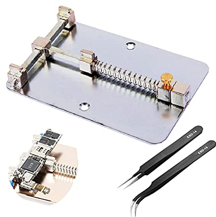 Lötstation, PCB Halter Jig for Handy-Leiterplatten-Reparatur Universal-Überarbeitungsstation SMD Lötplattform mit 2 antistatischen Tweezern,Hochleistungsleistung