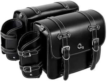 VAHAKKRMVM Motorrad Satteltaschen Motorrad Satteltaschen Mit Getränkehalter Gepäcktaschen Die Rückseite Gepäckaufbewahrung PU Leder Großes Fassungsvermögen Wasserdicht