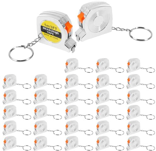 Keychain Tape Measure Portable Mini 1 Meter Tape Measure Flexible Measuring Tape Keychain Multifunctional Small Measuring Tape for Height Furniture Measurement(30pcs)