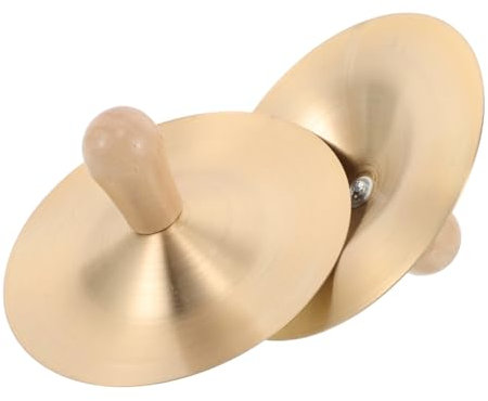 IMIKEYA 1 Paar Kinderschlaginstrument Kindertrommel Becken Kupferband Becken Marschbecken Crash Becken Mini Musikinstrumente Fingerbecken Für Handbecken Aus Holz