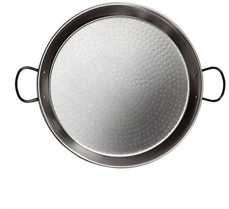 VoltShine Poêle à paella de 36 cm en acier poli, 7 rayons, convient pour vitrocéramique et induction, idéale pour cuisiner des paellas et du riz.