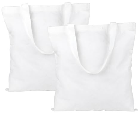 Qiuruoo 2 Stück 40 * 35 cm Stoffbeutel Unbedruckt，Jutebeutel zum Bemalen für DIY-Projekte, zum Einkaufen, für Picknicks im Freien und als Geschenk für Freunde(Weiß)