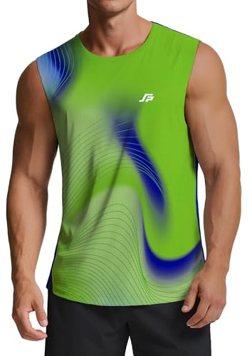 ANGEL CITIZ Men's Running Tank Top Gym Sleeveless T-Shirts Ultra Lightweight Marathon Singlet Training Vest UPF 50+ Green