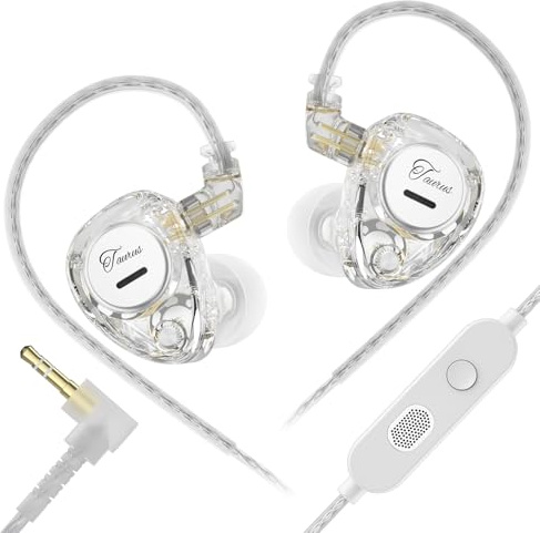 Yinyoo KZ Taurus In Ear Monitors Auriculares,Auriculares con Cable y Micrófono, IEM Gaming con 8mm Controladores Dinámicos Duales,con Cable Desmontable para Gaming