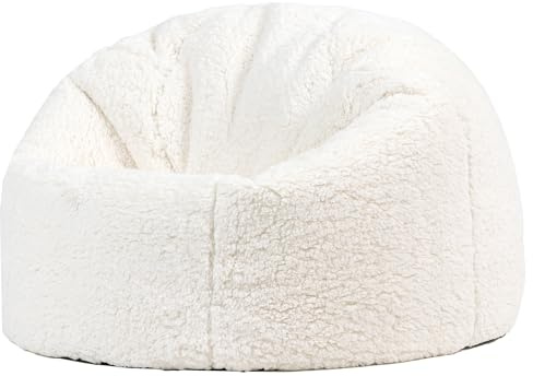Icon Kingston Pouf Enfant, Polaire Berbère, Pouf Poire avec Remplissage, Chaise Enfant, Fauteuil Chambre, Meuble Chambre, Meuble Salon, Beige