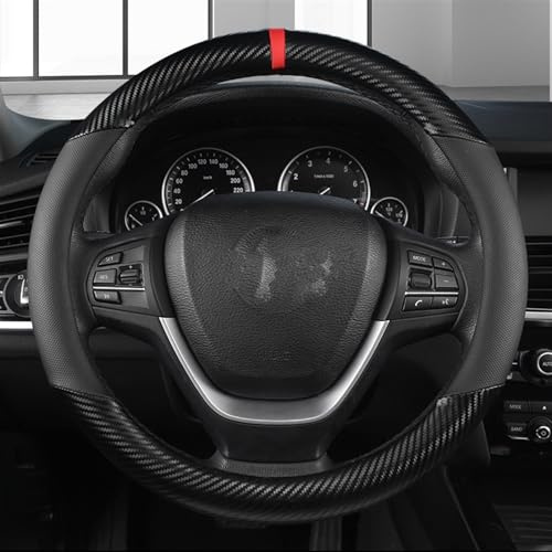 Rivestimento Protettivo Volante Per Civic Per Ciimo Per Jade 36 Cm Pelle + Fibra Di Carbonio Copri Volante Per Auto Taglia S Accessori Auto(Black,2)