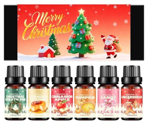 6 Stück Weihnachten Duftöl Set für Seifenherstellung & Kerzendüfte | Urlaub Aromatherapie Öle | Winterdüfte für Körpermassage, Diffusor & Home Indoor Schlafzimmer Wohnzimmer