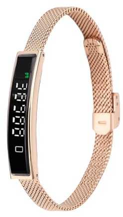 Tangxi Bracelet Intelligent, Traqueurs d'activité et de Fitness, écran Tactile, Moniteur de Sommeil, Fréquence Cardiaque, étanche 5 ATM, Plusieurs Modes de Sport, Application pour (Gold)