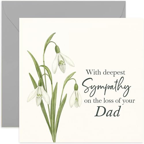 Trauerkarte für den Verlust des Vaters, With Deepest Sympathy Geschenk, elegantes Blumenmalerei-Design, für Freund oder Familie, leere Innenseite mit Umschlag