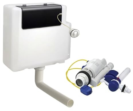 Concealed Cistern Bottom Entry Kit for Toilets, White, Complete Installation Set with Flush Valve and Components