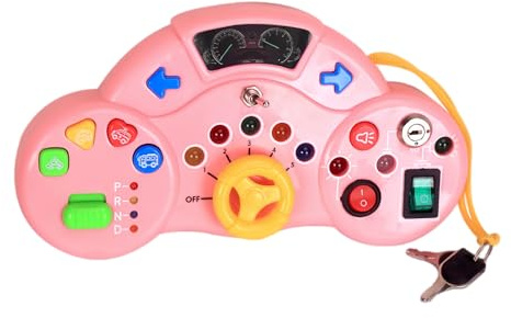 Volante Per Bambini - Multifunzione, Cartoni Animati | Con Suono Gioco Educativo Simulatore Di Guida Giocattolo Educativo, Per Giochi Domestico Al Coperto Passeggino Auto Giocattolo Festa A