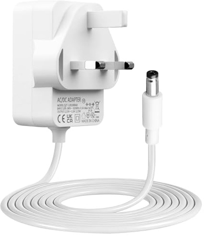 12V 1A Power Supply Adapter 12W AC to DC Charger, 100–240V Universal Input 5.5×2.1mm Plug Cable for BT Speaker OpenReach ONT EchoLife HG612 WiFi Routers Desk Lamps Cameras, White