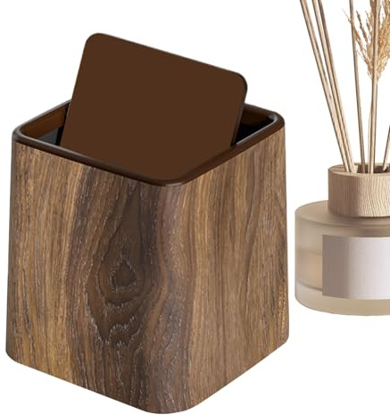 Generisch Tischmülleimer Mit Deckel Holz Papierkorb Badezimmer Mülleimer Wasserdichter Schwingdeckeleimer Kosmetikeimer Schreibtisch Mülleimer Für Zuhause Büro Bad Wohnzimmer