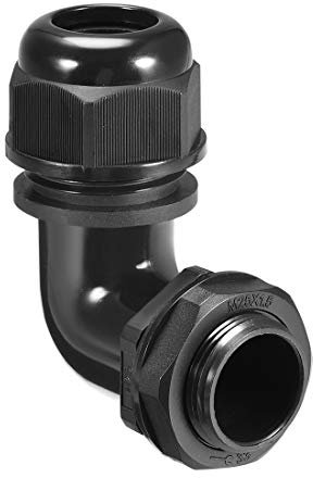 sourcing map M25 Cable Gland, 90 Degree Waterproof IP68 Nylon Joint Adjustable Locknut for 13mm-18mm Dia Cable Wire
