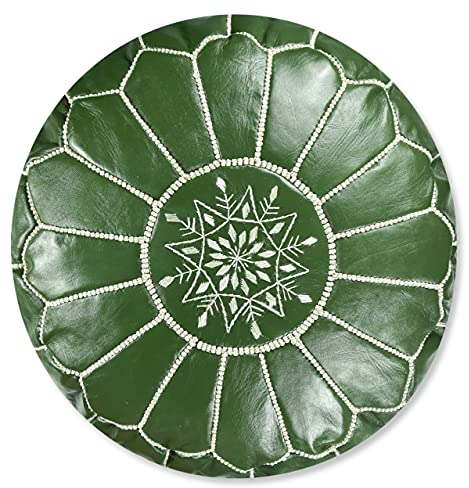 Poufs&Pillows Premium Echt Leder Pouf - Handgefertigt - Gefüllt geliefert - Ottoman, Sitzsack, Fußhocker, Polsterhocker, Puff (Grüne Minze)