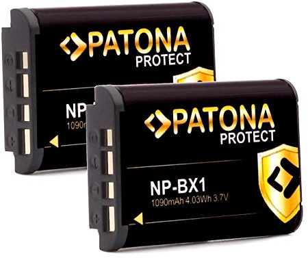 PATONA 2X Protect NP-BX1 Akku 1090mAh Ersatzakku kompatibel mit Sony CyberShot DSC-RX1 R RX1 RX100 II III IV V VI VII M HX50 HX60 HX80 HX90 HX99 HX400V WX300 WX500 DSC-RX100 DSC-HX50 NPBX1 NP BX1