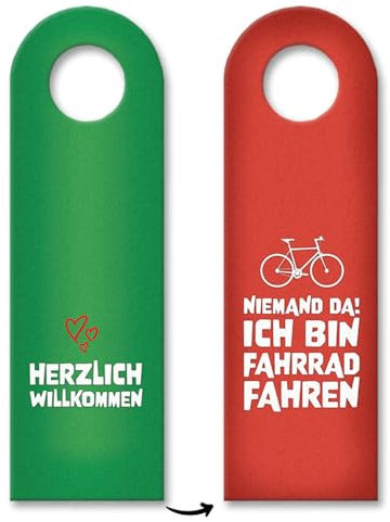 3x Willkommen oder bin Fahrrad fahren Türhänger in rot -grün