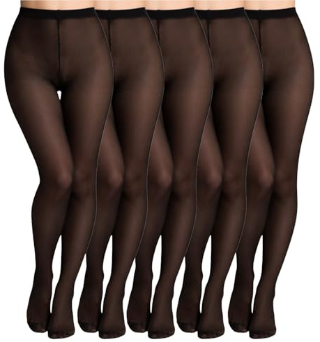Bonjour® Women’s/Girls Tights, 40 Denier (Pack of 5) (Black, Medium)