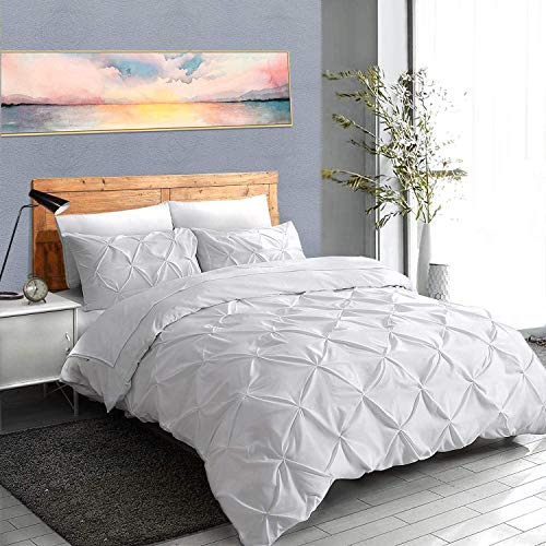 CoutureBridal 2er Set Kissenbezug 40x80cm Weiß mit Reißverschluss Pintuck Plisseefalten Unifarben Kopfkissenbezug Microfaser Kissenhülle Doppelpack