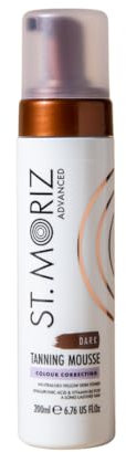 St Moriz Advanced Colour Correcting Tanning Mousse in Dark | With Hyaluronic Acid, Vitamin B5 & Advanced Skin Care Benefits | Brightens Medium to Dark Skin Tones | Fast-Drying Vegan Fake Tan | 200ml