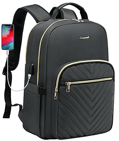 LOVEVOOK laptop-ryggsäck dam, 15,6 inch Laptopväska Ryggsäck dam, Vattentät Skolryggsäck Flickor tonåring, Arbetsryggsäck Affärsresa Ryggsäck Reseryggsäck med Laptopfack och USB-laddningsport