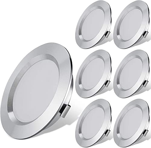 ANYPOWK 12V LED-Leuchten für Wohnmobile, Boote und Anhänger - Tageslicht 6000K, 300 Lumen, 3W, dimmbare Niedervolt-Mini-Einbauleuchten - 6er-Pack