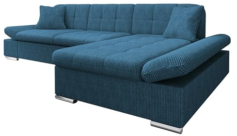 Mirjan24 Ecksofa Malwi Cord mit Regulierbare Armlehnen, L-Form Sofa mit Schlaffunktion und Bettkasten, Design Eckcouch, Wohnlandschaft, Couch (Poso 05, Seite: Rechts)