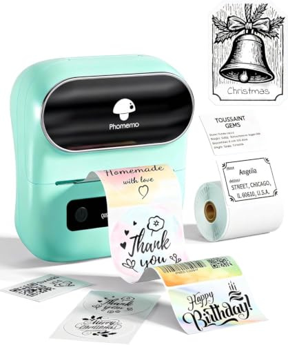 Phomemo M220 Etichettatrice Bluetooth Stampante Per Etichette, 20-75mm Stampante Termica Per Etichette, Codice a Barre, Vendita al Dettaglio, Ufficio, Per Smartphone&PC, Verde
