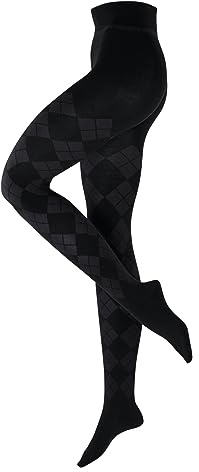 Burlington Damstrumpbyxor Fine Argyle bomull mönstrad 1 st, svart (svart 3000), 40–42, Svart (svart 3000), 40/42