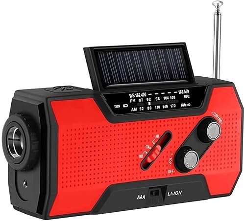 LIIAV Multifunctional Hand Crank Weather Radio with LED Flashlights, SOS Alarm, Cell Phone Charger, AM/FM/NOAA Radio, Ideal for Emergencies