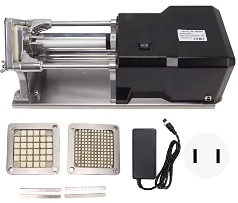 HYQNG French Fry Cutter, Commercial Electric Potato Chip Cutter with 6mm & 12.5mm Blades, Heavy Duty Professional French Fries Making Tool for Household Kitchen Restaurant Fast Food Store