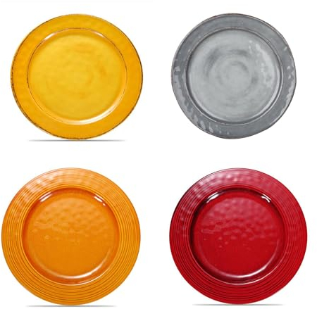 MBH Vaisselle colorée, lot de 8 assiettes en mélamine pour 4 personnes, ensemble de vaisselle professionnelle de 4 pièces de 22 cm et 4 pièces de 28 cm, léger et indéformable.