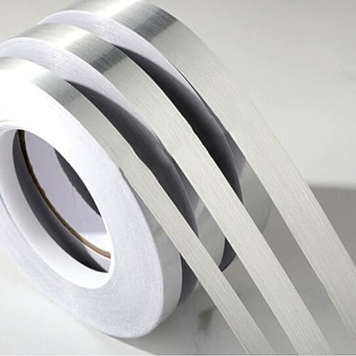 TITKBOW Cinta Adhesiva Decorativa Colores (50M) Gráfica Artística Embellecedor Encimera Cocina Adhesivos Pared Decorativos Metálica de Espejo DIY De Paredes,Cocina,Baño(20mm,Plata)