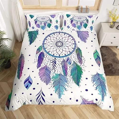MAQUE Feder BettwäSche Set TraumfäNger BettwäSche 135x200, WendebettwäSche und Kissenbezug 80x80, Weiche & Angenehme & Atmungsaktive Mikrofaser BettwäSche-Sets mit ReißVerschluss